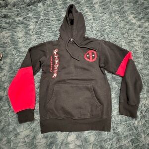 Black and Red Deadpool Hoodie with Graphic Design